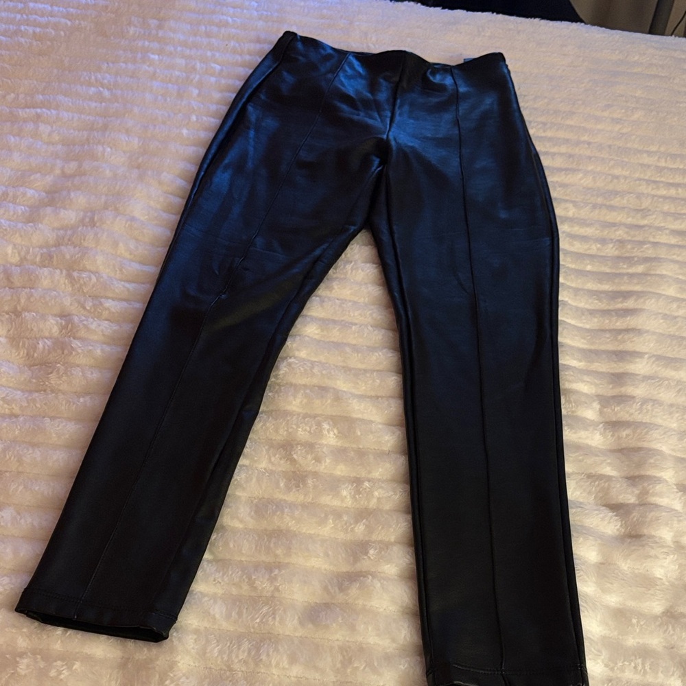 Shinestar Glossy Black Faux Leather Pants.